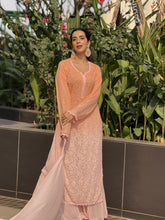 Dahlia Blossom Ombré Chikankari Lace Kurta Set (set of 3)